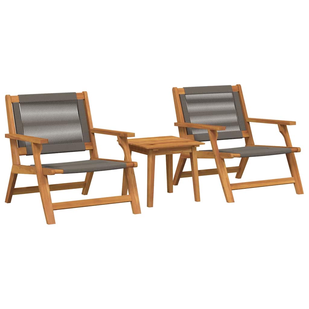 Gartenstühle mit Tisch 3 pcs Grau Massivholz Akazie