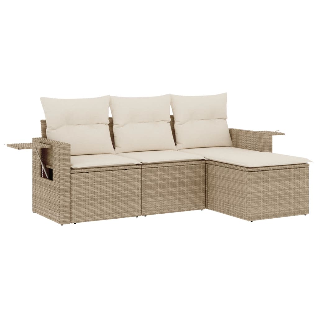 vidaXL Ensemble de canapés de jardin 4 pcs avec coussins en résine tressée beige
