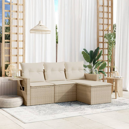 vidaXL Ensemble de canapés de jardin 4 pcs avec coussins en résine tressée beige