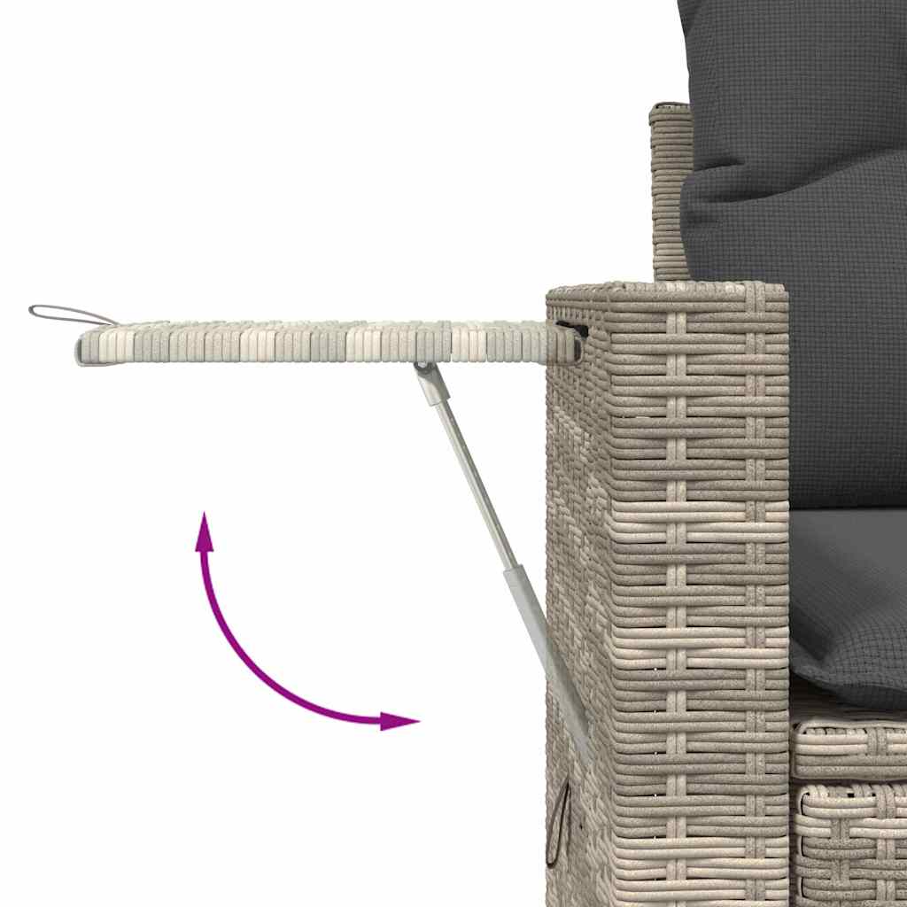 vidaXL 4-tlg. Garten-Sofagarnitur mit Kissen Hellgrau Poly Rattan