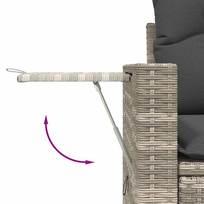 vidaXL 4-tlg. Garten-Sofagarnitur mit Kissen Hellgrau Poly Rattan
