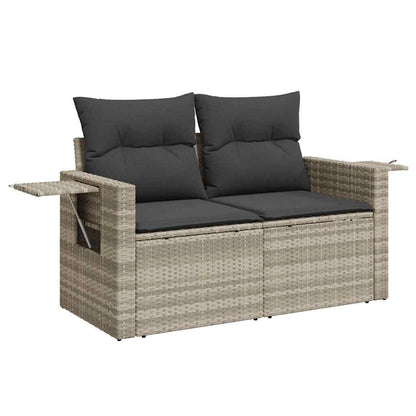 vidaXL 4-tlg. Garten-Sofagarnitur mit Kissen Hellgrau Poly Rattan