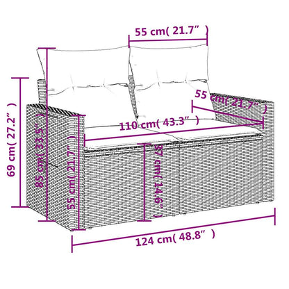 vidaXL 4-tlg. Garten-Sofagarnitur mit Kissen Braun Poly Rattan
