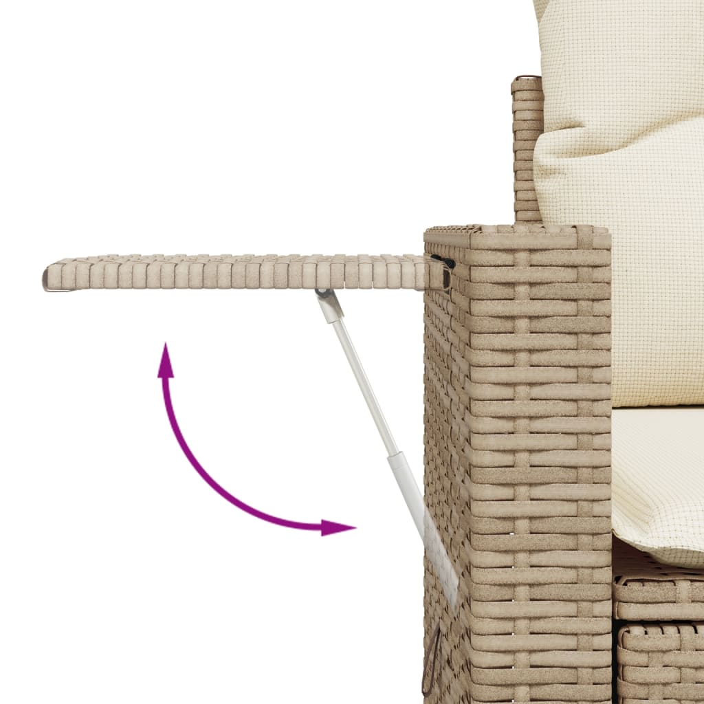 vidaXL 4-tlg. Garten-Sofagarnitur mit Kissen Beige Poly Rattan