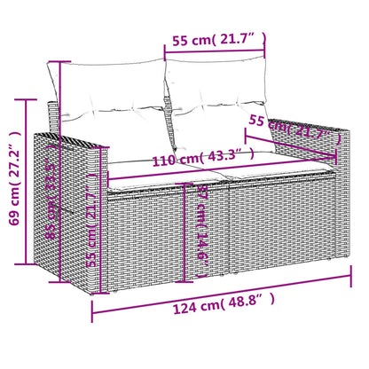 vidaXL 4-tlg. Garten-Sofagarnitur mit Kissen Beige Poly Rattan