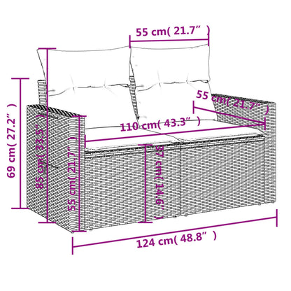 vidaXL 4-tlg. Garten-Sofagarnitur mit Kissen Grau Poly Rattan