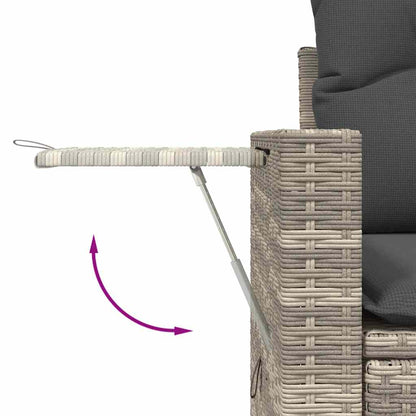 vidaXL 4-tlg. Garten-Sofagarnitur mit Kissen Hellgrau Poly Rattan