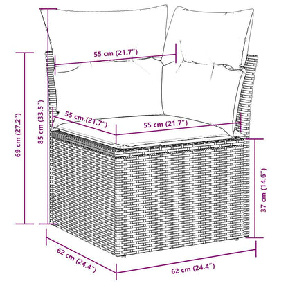 vidaXL 4-tlg. Garten-Sofagarnitur mit Kissen Hellgrau Poly Rattan