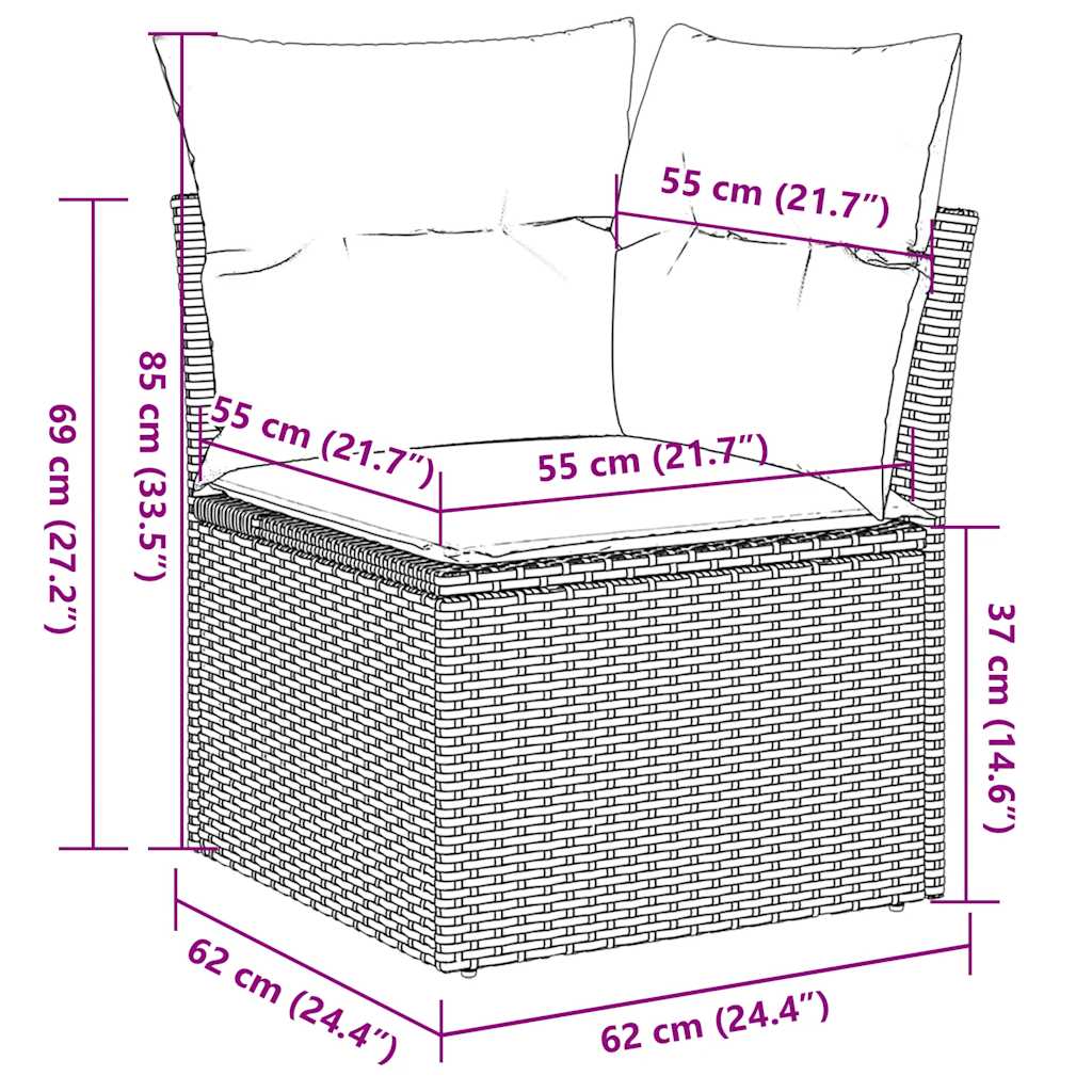 vidaXL 4-tlg. Garten-Sofagarnitur mit Kissen Braun Poly Rattan