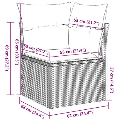 7-tlg. Garten-Sofagarnitur mit Kissen Braun Poly Rattan