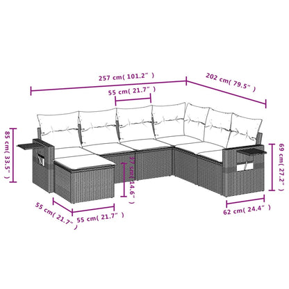 vidaXL Ensemble de canapés de jardin 7 pcs avec coussins Gris Résine tressée