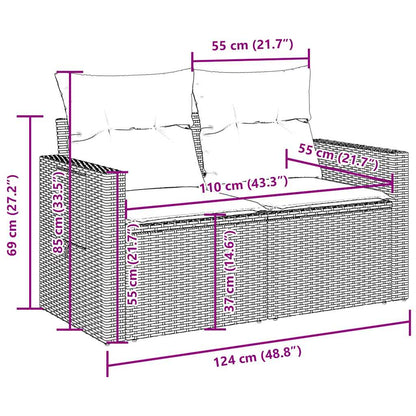 7-tlg. Garten-Sofagarnitur mit Kissen Braun Poly Rattan