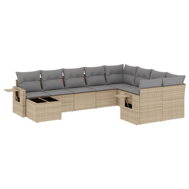vidaXL Salon de jardin 10 pcs avec coussins beige résine tressée