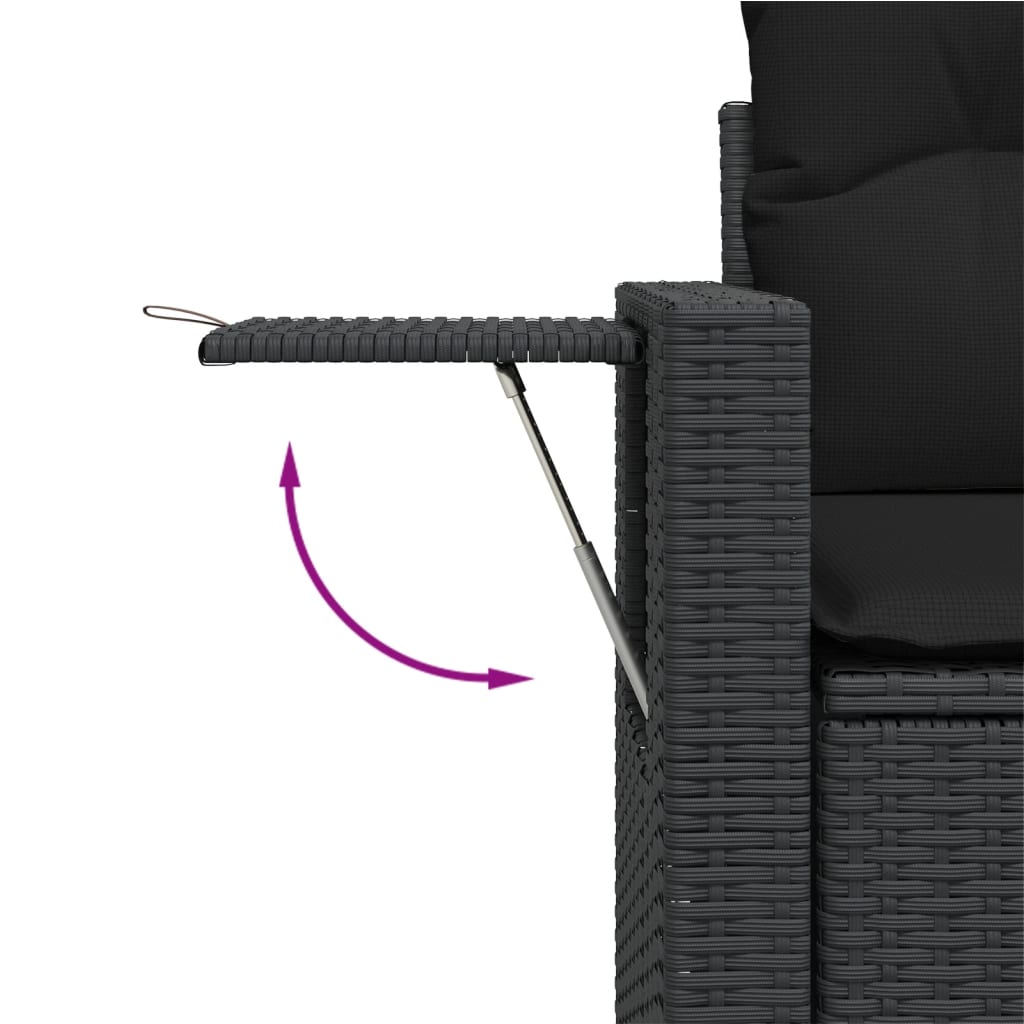 vidaXL Salon de jardin 10 pcs avec coussins Noir Résine tressée