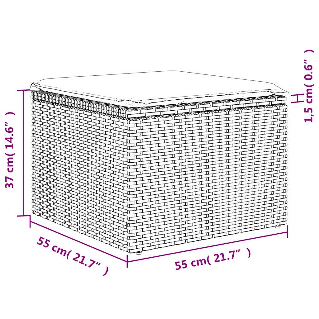 vidaXL 4-tlg. Garten-Sofagarnitur mit Kissen Hellgrau Poly Rattan