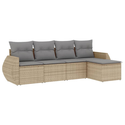 vidaXL Ensemble de canapés de jardin 5 pcs avec coussins Beige résine tressée