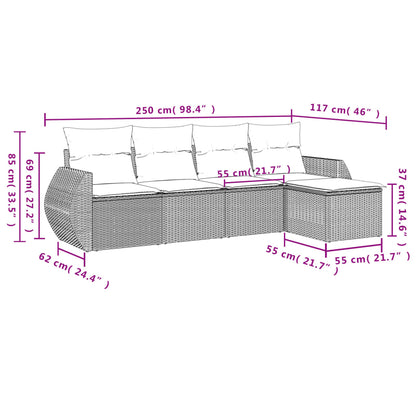 vidaXL Ensemble de canapés de jardin 5 pcs avec coussins Beige résine tressée