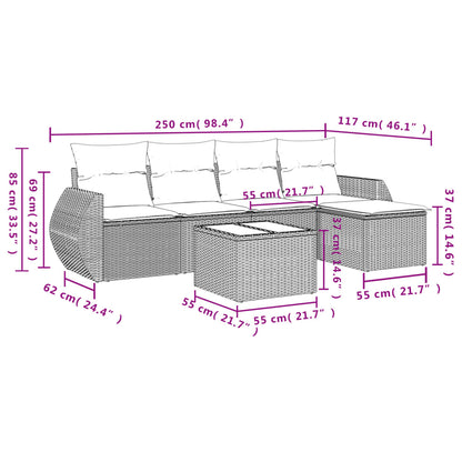 vidaXL Salon de jardin 6 pcs avec coussins Noir Résine tressée