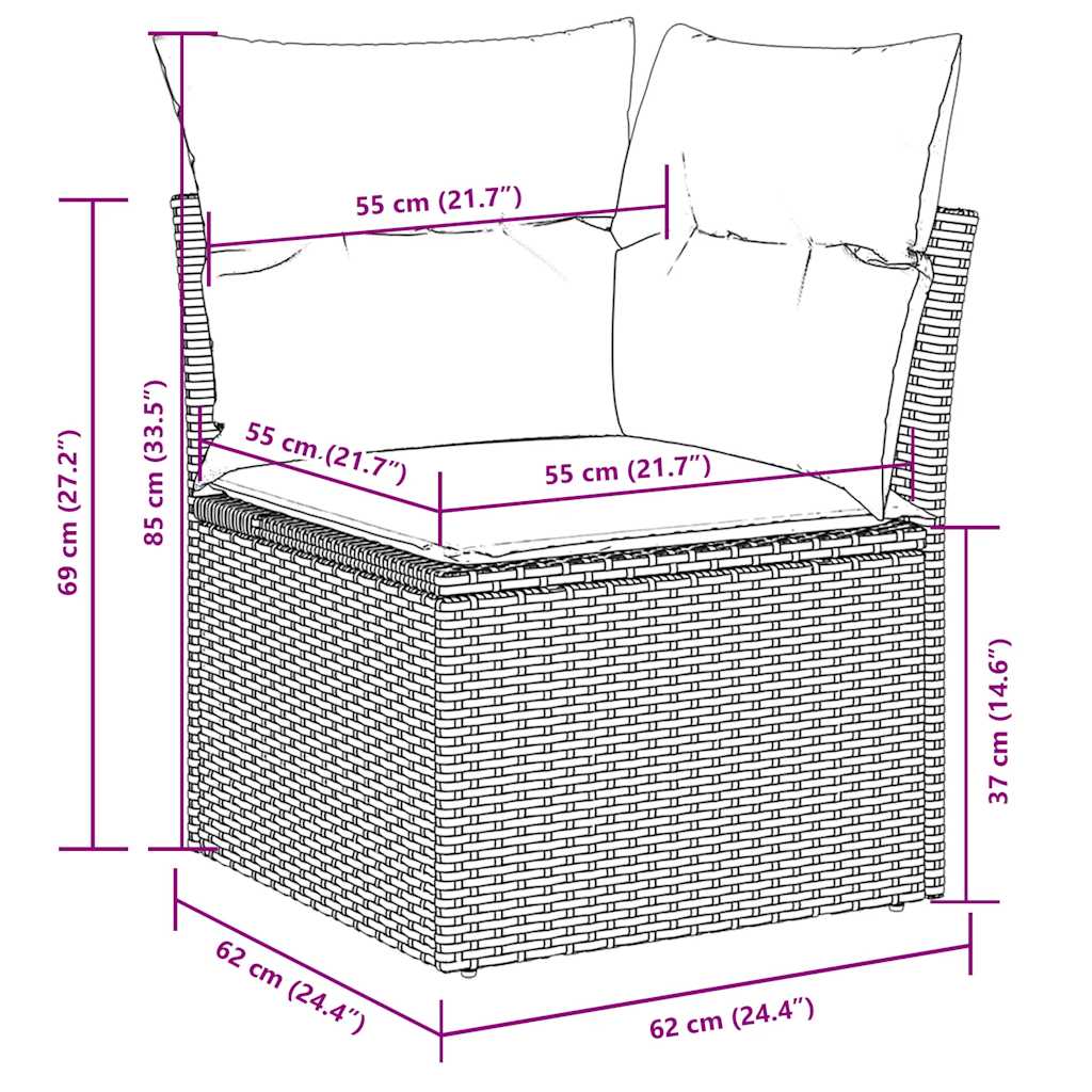 vidaXL 4-tlg. Garten-Sofagarnitur mit Kissen Hellgrau Poly Rattan