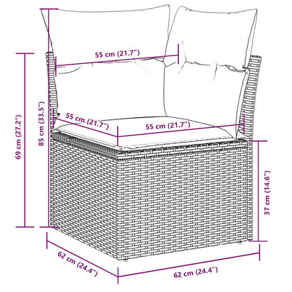 vidaXL 4-tlg. Garten-Sofagarnitur mit Kissen Hellgrau Poly Rattan