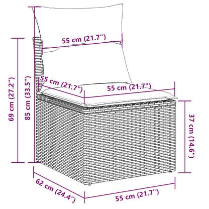 vidaXL 4-tlg. Garten-Sofagarnitur mit Kissen Hellgrau Poly Rattan