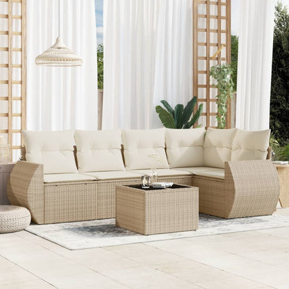 vidaXL Salon de jardin 6 pcs avec coussins beige résine tressée