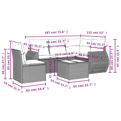 vidaXL Salon de jardin 6 pcs avec coussins beige résine tressée