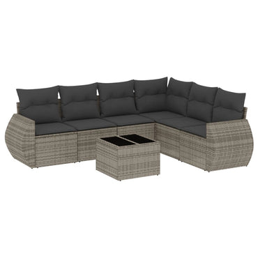 vidaXL Ensemble de canapés de jardin 7 pcs avec coussins Gris Résine tressée