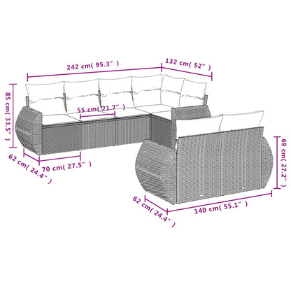 vidaXL Salon de jardin 7 pcs avec coussins Noir Résine tressée