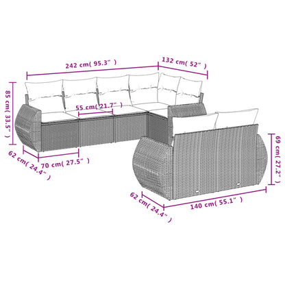 vidaXL Salon de jardin 7 pcs avec coussins Noir Résine tressée
