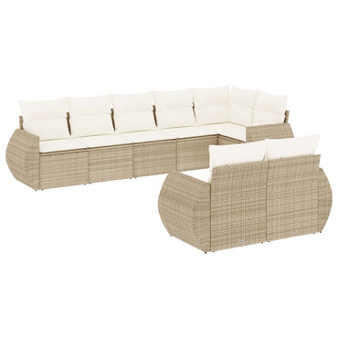vidaXL Canapé d'angle de jardin 8 pcs avec coussins Résine tressée Beige