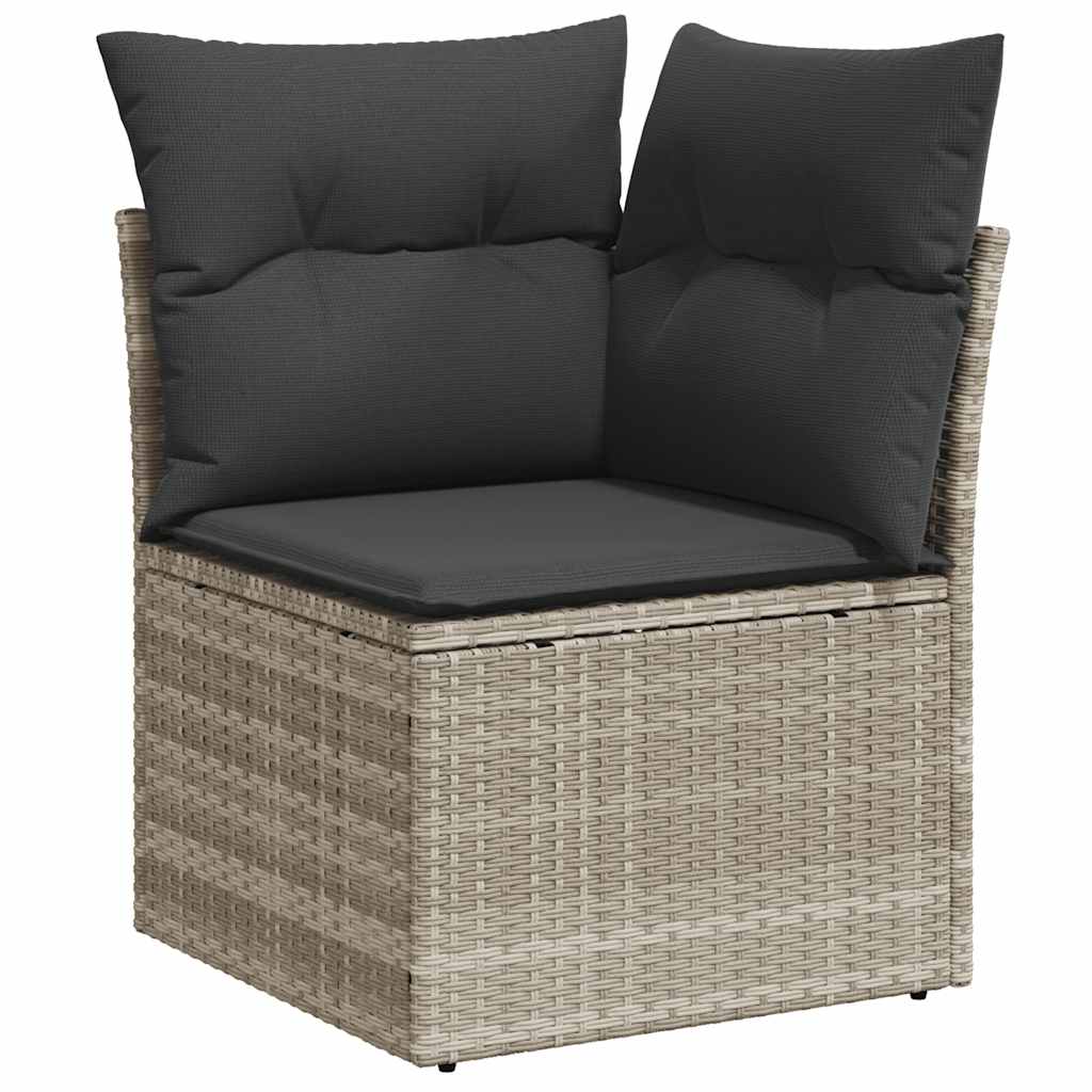 vidaXL Salon de jardin 8 pcs avec coussins Gris clair résine tressée