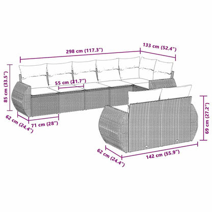 vidaXL Salon de jardin 8 pcs avec coussins Gris clair résine tressée