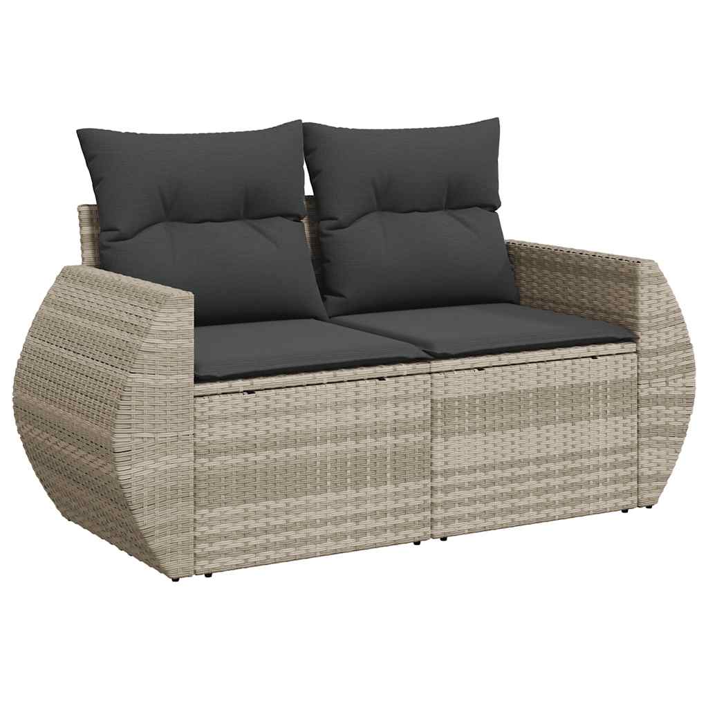 vidaXL Salon de jardin 9 pcs avec coussins Gris clair résine tressée