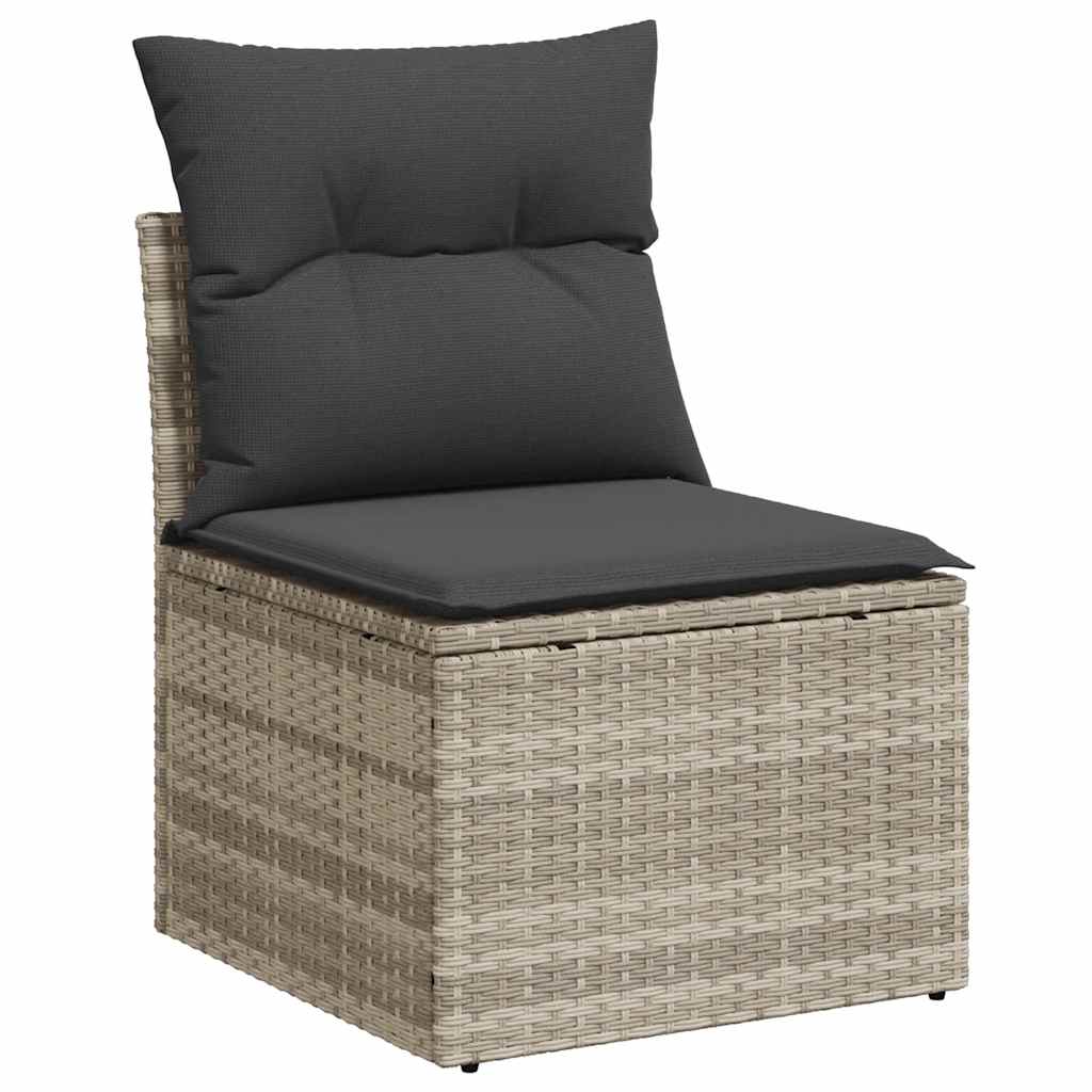 vidaXL Salon de jardin 9 pcs avec coussins Gris clair résine tressée
