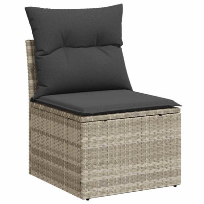 vidaXL Salon de jardin 9 pcs avec coussins Gris clair résine tressée