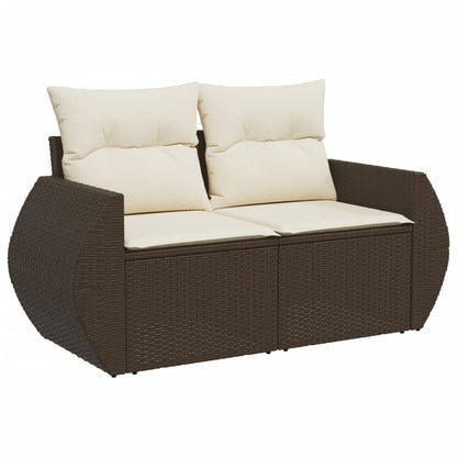 vidaXL Ensemble de canapés de jardin 9 pcs avec coussins résine tressée marron
