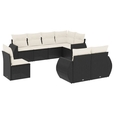 vidaXL Ensemble de canapés de jardin 8 pièces avec coussins résine tressée noir