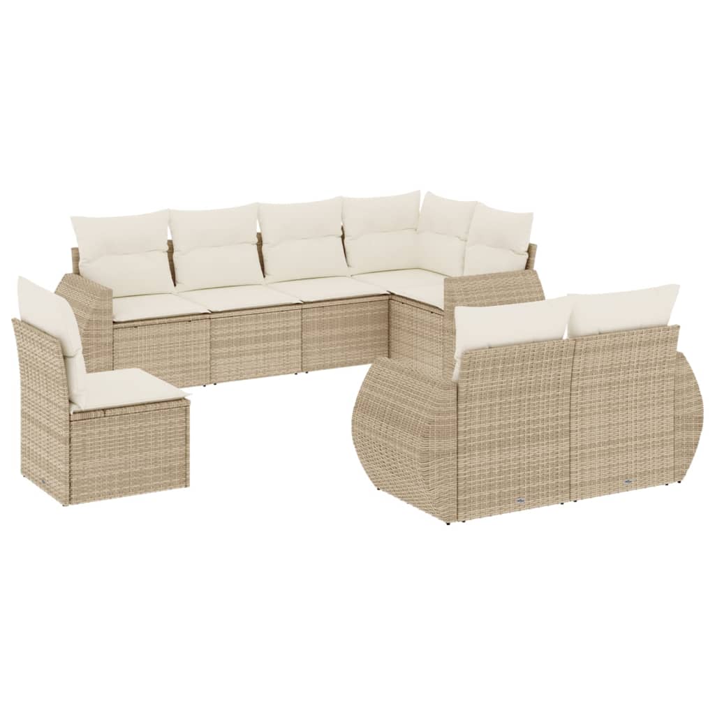 vidaXL Canapé d'angle de jardin 8 pcs avec coussins Résine tressée Beige