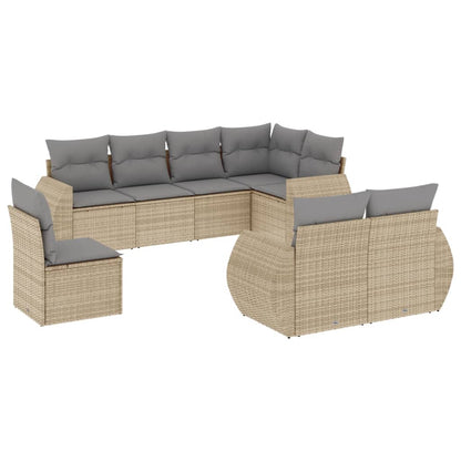 vidaXL Canapé d'angle de jardin 8 pcs avec coussins Résine tressée Beige