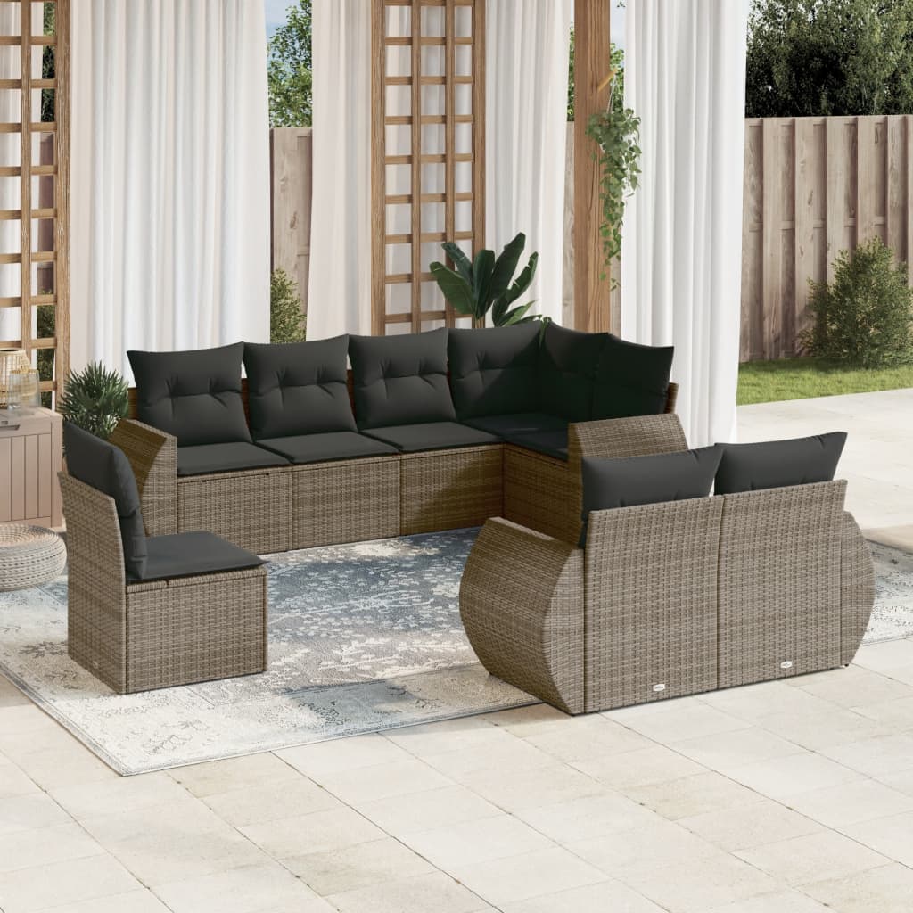 vidaXL Ensemble de canapés de jardin 8 pièces avec coussins en résine tressée grise