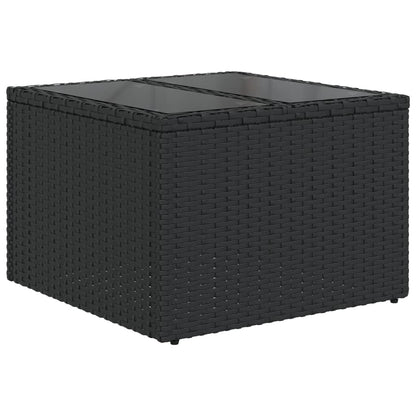 vidaXL Salon de jardin 9 pcs avec coussins Noir Résine tressée