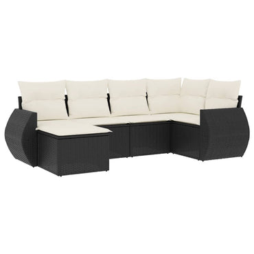 vidaXL Salon de jardin 6 pcs avec coussins Noir Résine tressée