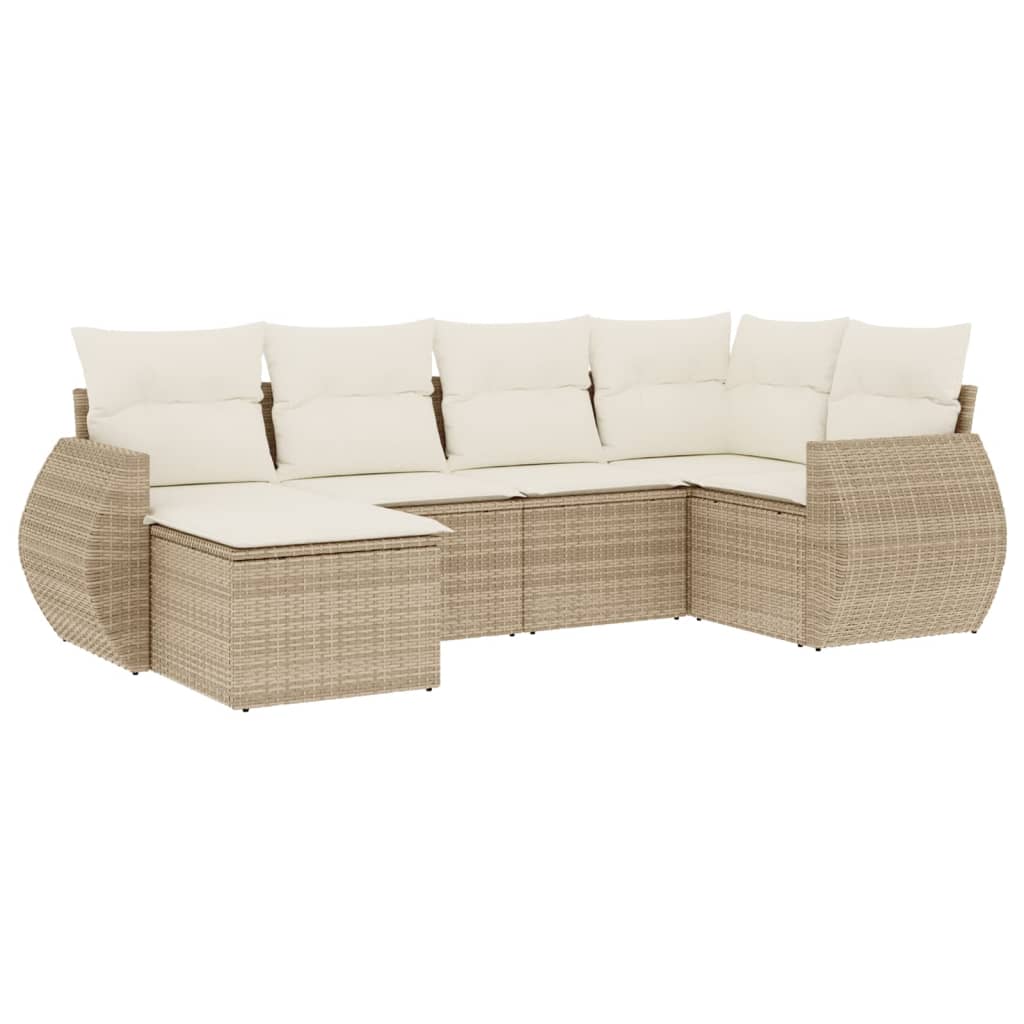 vidaXL Salon de jardin 6 pcs avec coussins beige résine tressée