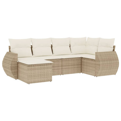 vidaXL Salon de jardin 6 pcs avec coussins beige résine tressée