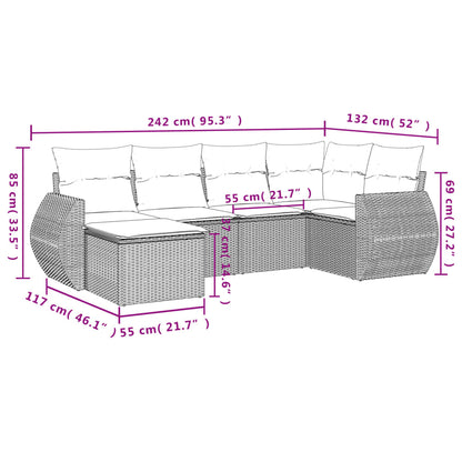vidaXL Salon de jardin 6 pcs avec coussins beige résine tressée
