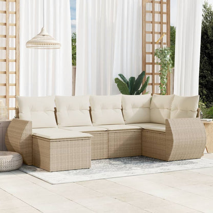 vidaXL Salon de jardin 6 pcs avec coussins beige résine tressée