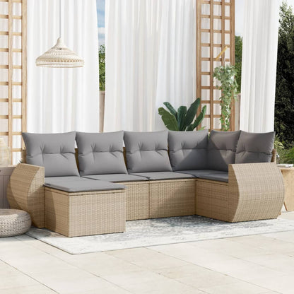 vidaXL Salon de jardin 6 pcs avec coussins beige résine tressée