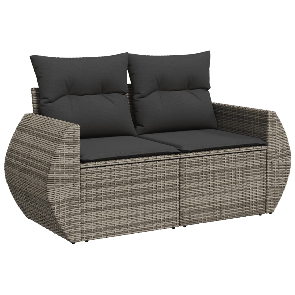 vidaXL Ensemble de canapés de jardin 7 pcs avec coussins Gris Résine tressée