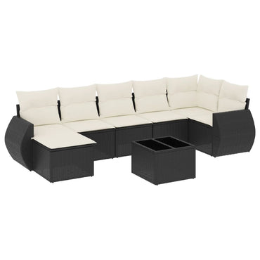 vidaXL Ensemble de canapés de jardin 8 pièces avec coussins résine tressée noir
